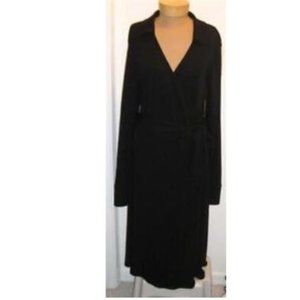 NEW Talbots Petites  Knit Faux Wrap Dress 8P Black